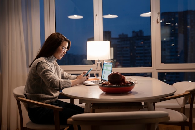 Woman using smartphone as a habit