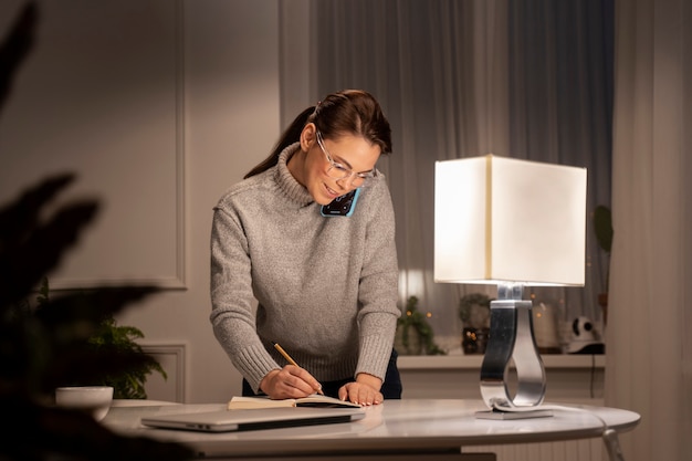 Woman using smartphone as a habit