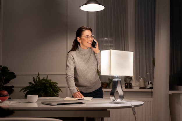 Woman using smartphone as a habit