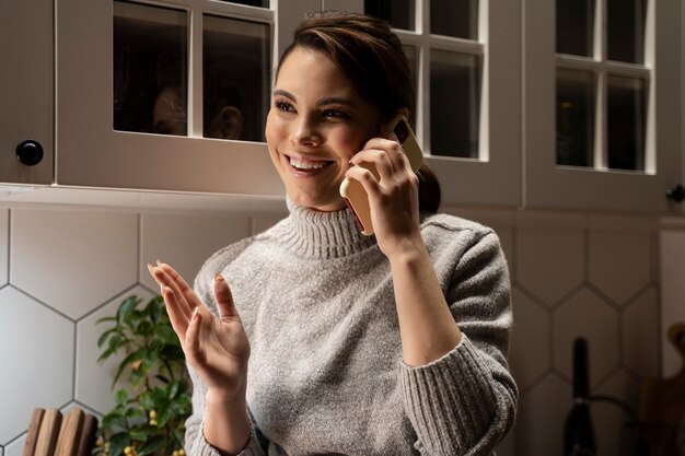 Woman using smartphone as a habit