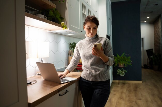 Woman using smartphone as a habit