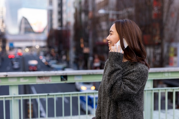 Woman using smartphone technology