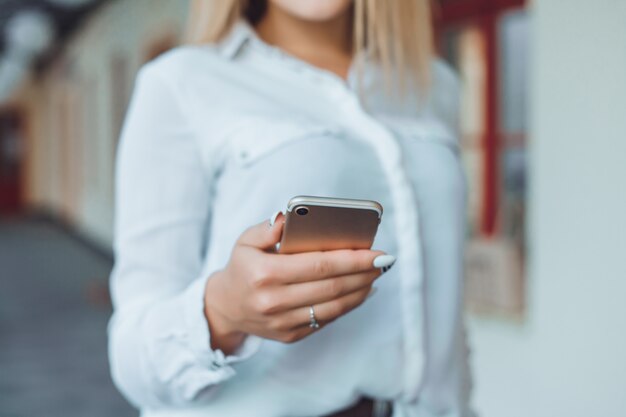 woman using smartphone