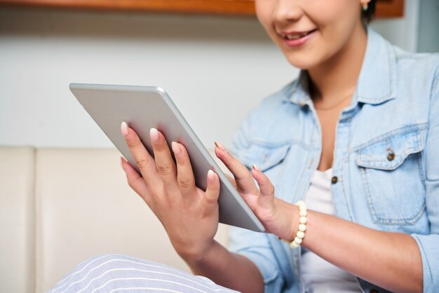 Woman using tablet pc