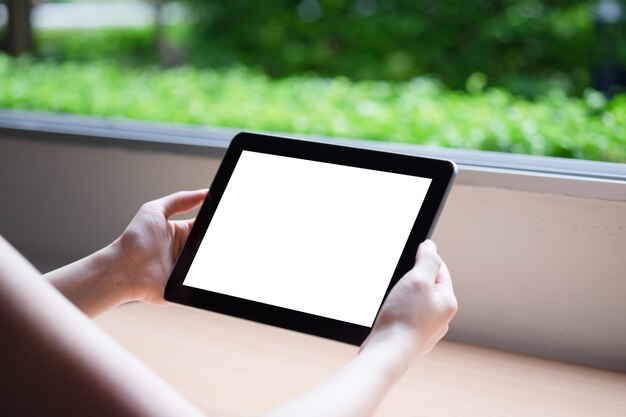 Woman using tablet