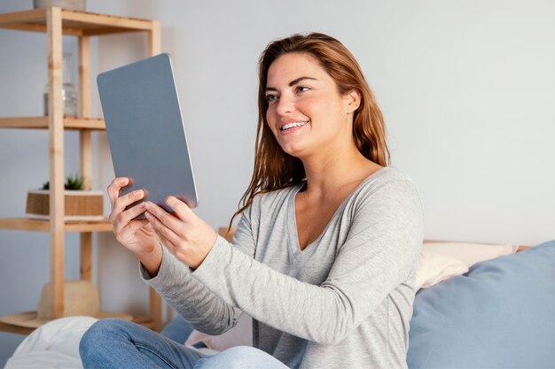 Woman using tablet