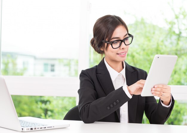 Woman using tablet