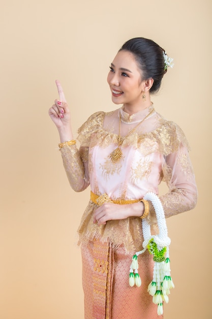 Woman wearing an ancient thai dress