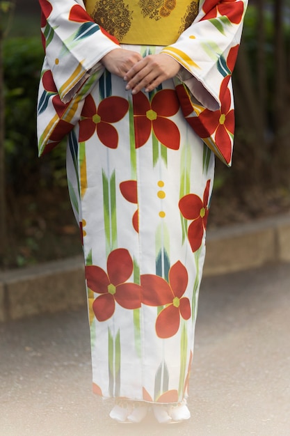 Woman wearing beautiful japanese kimonos and obi