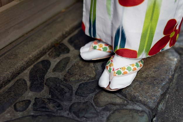 Woman wearing beautiful japanese kimonos and obi