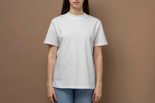 Woman wearing blank shirt