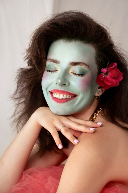 Woman wearing colouring makeup
