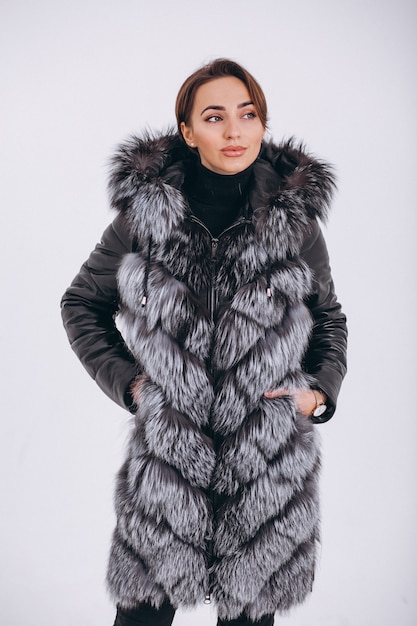Free photo woman wearing fur isolated