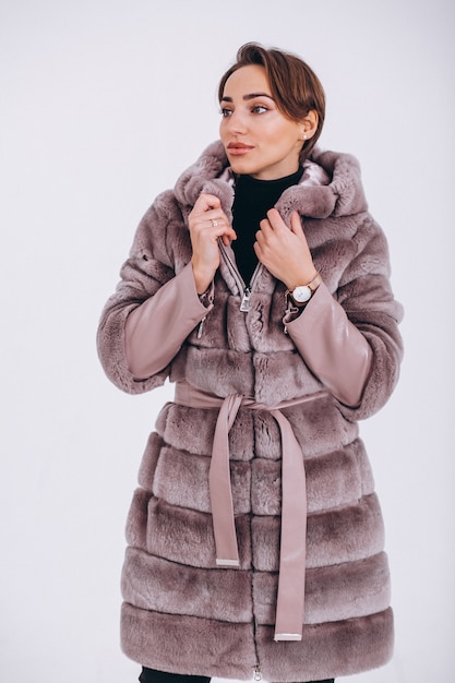 Free photo woman wearing fur isolated