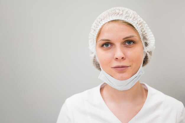 Woman wearing medical mask