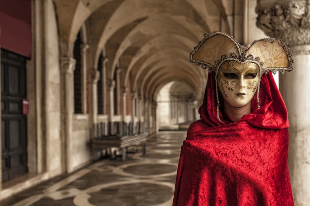 Free photo woman wearing a mysterious mask