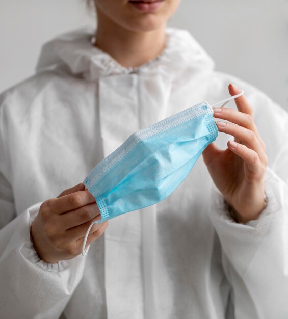 Woman wearing protective equipment