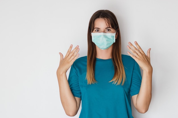 Woman wearing protective mask