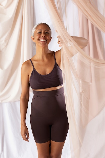 Woman wearing shapewear front view