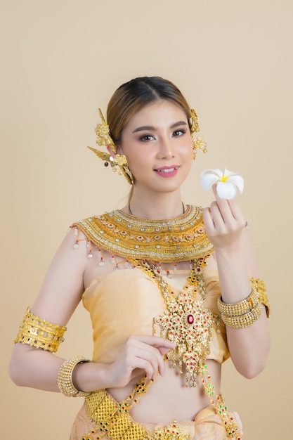 Woman wearing typical thai dress