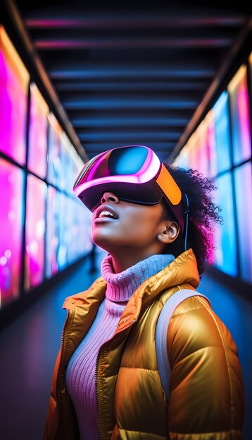 게임용 VR 안경을 착용한 여성