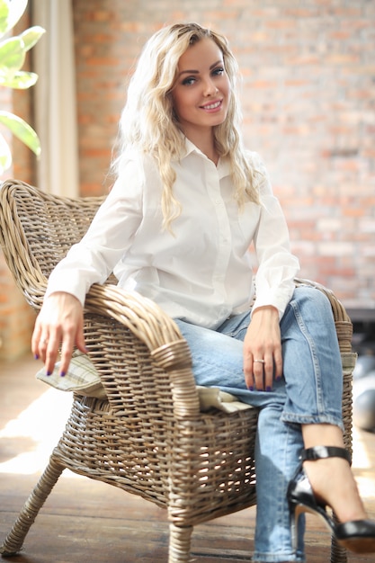 Woman in white shirt