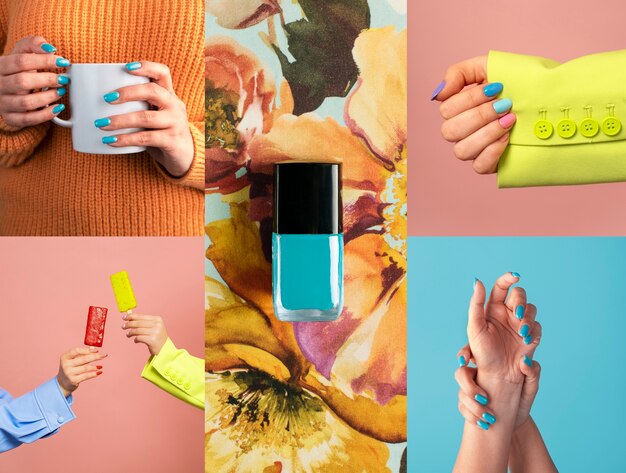 Woman with beautiful colorful nails