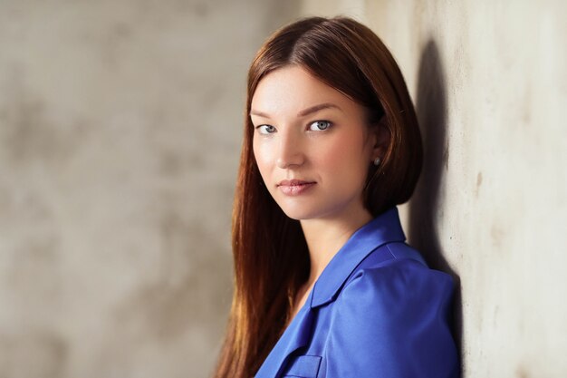 Woman with blue blazer