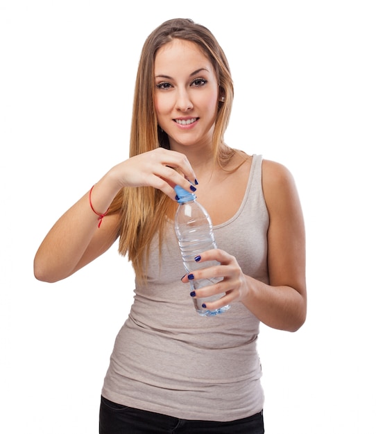 Woman with a bottle of water