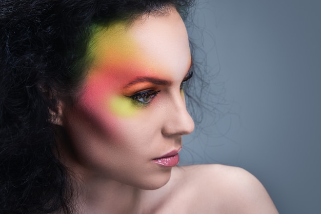 woman with colored make-up