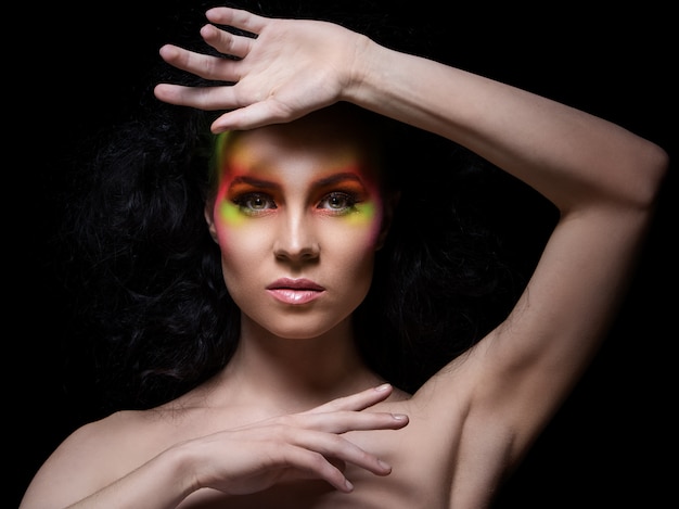 Free photo woman with colored make-up