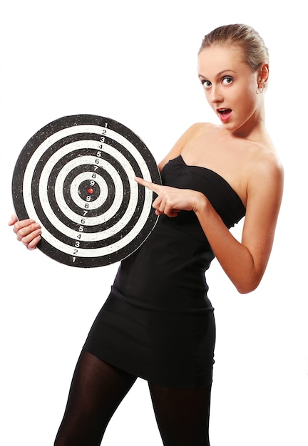 Woman with dart target