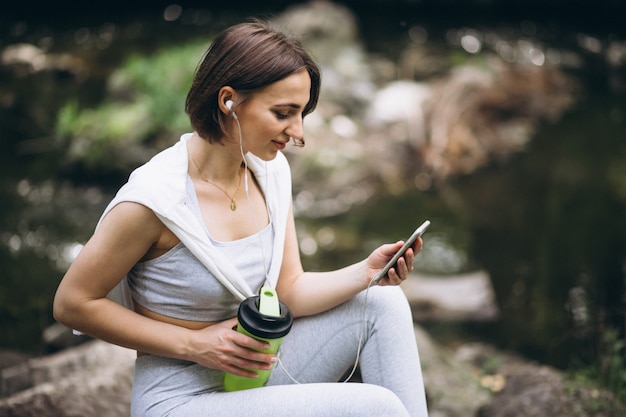 Woman with earphones sport