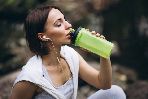 Woman with earphones sport