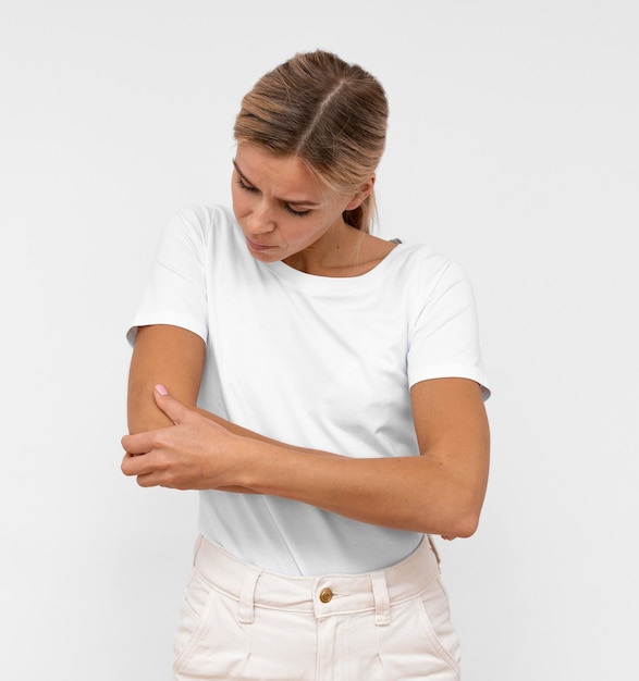 Woman with elbow pain