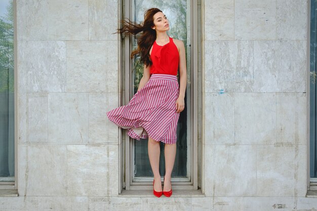 Woman with flying hair