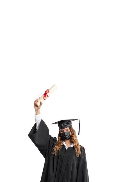 Woman with graduation diploma