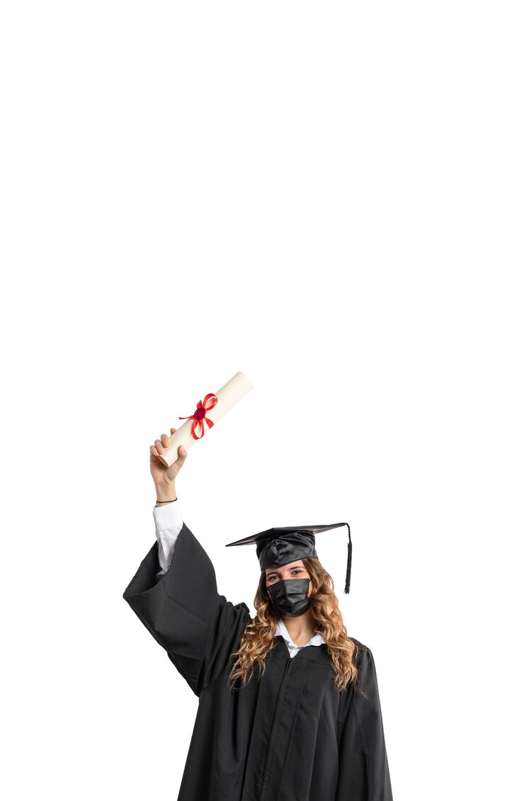 Free Photo woman with graduation diploma