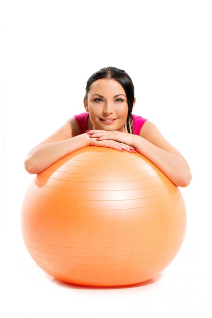 Free photo woman with gym ball