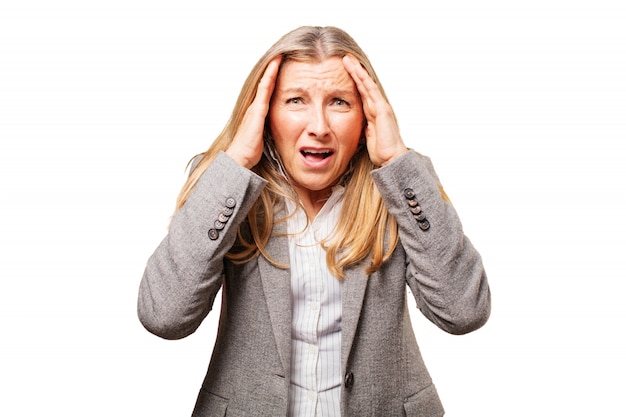 Woman with hands in hair