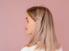 woman with heart shaped hair clip