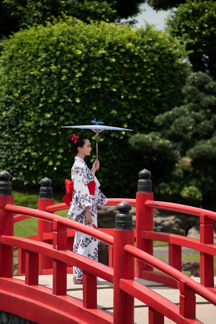 無料Photo 着物と和傘の女性