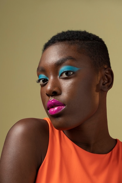 Woman with make up close up