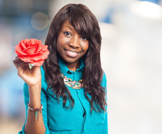 Woman with a red flower