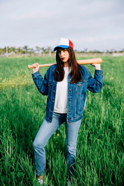 Free photo woman with red lipstick