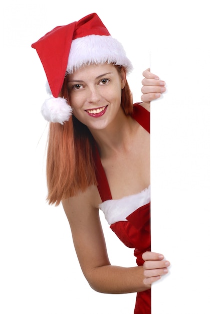 Free photo woman with santa hat