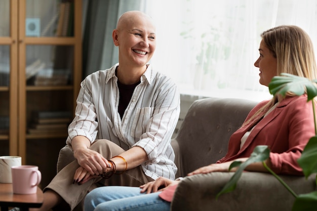 woman with skin cancer spending time with her best friend