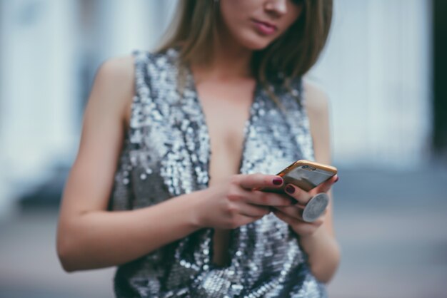 woman with smartphone