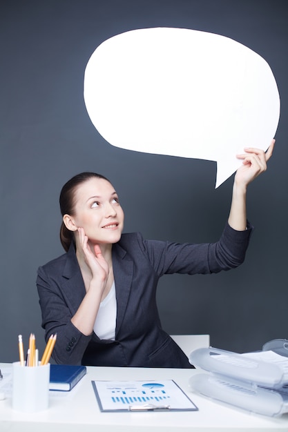 Woman with a speech bubble