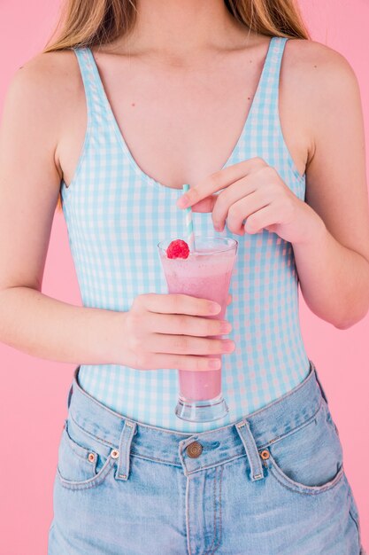 Woman with summer cocktail